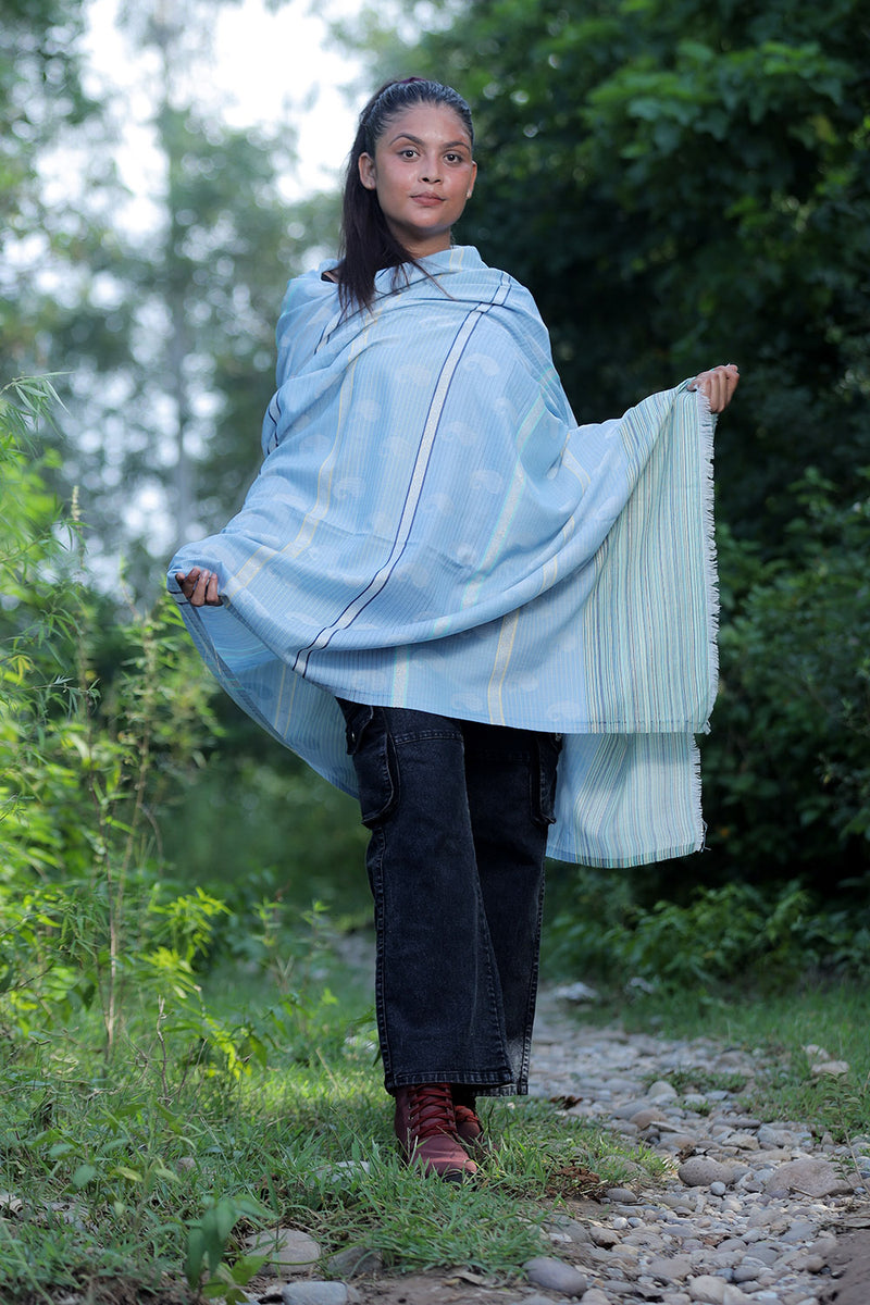 Blue colour shawl - CraftKashmir