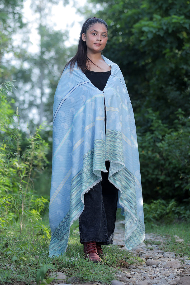 Blue colour shawl - CraftKashmir