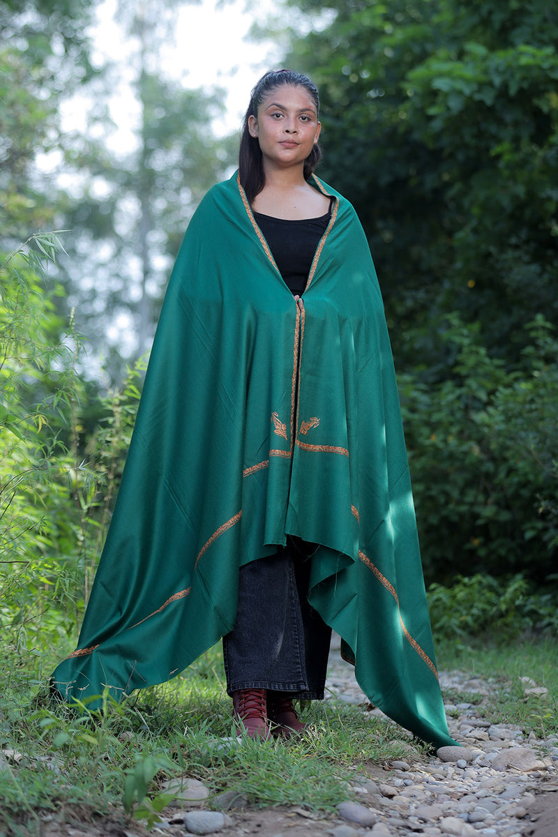 Green colour shawl - CraftKashmir