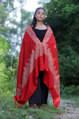 Red colour shawl - CraftKashmir