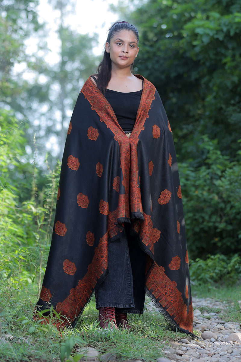 Black colour shawl - CraftKashmir