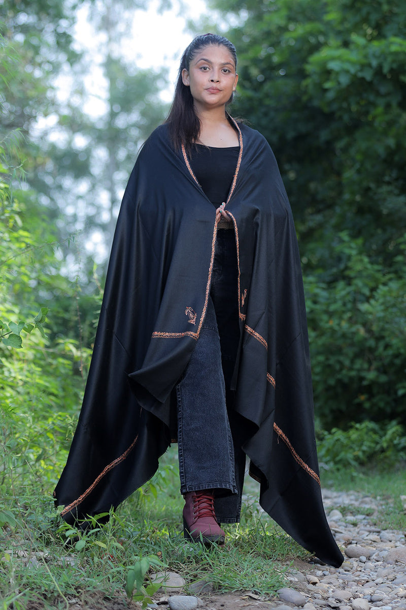 Black colour shawl - CraftKashmir