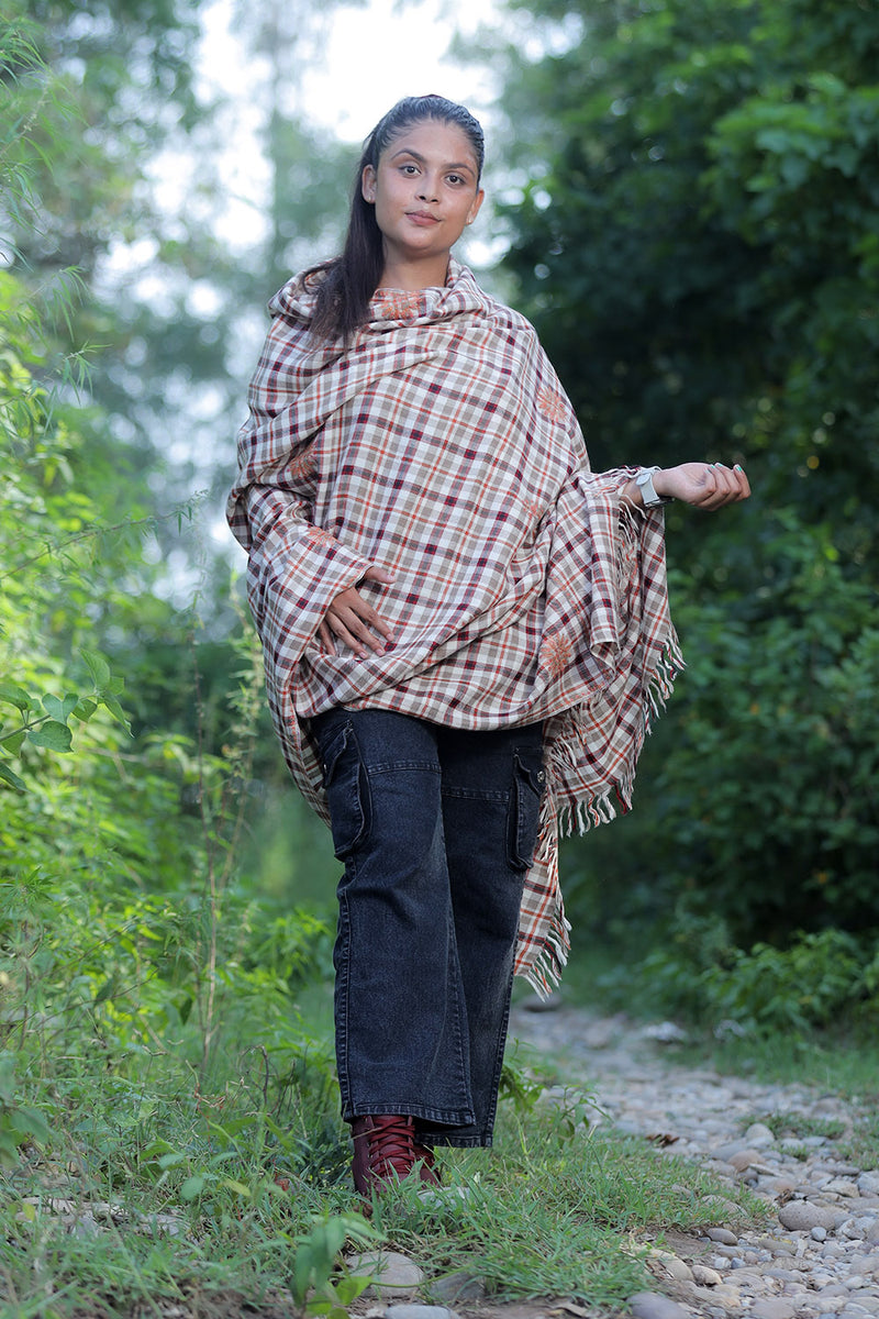 Beige colour shawl - CraftKashmir