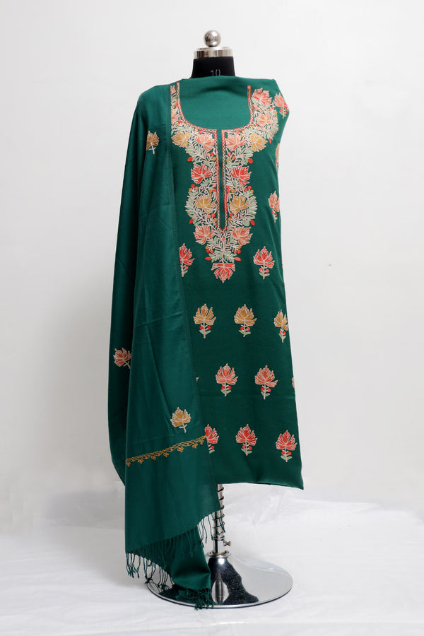 Green colour salwar kameez - CraftKashmir