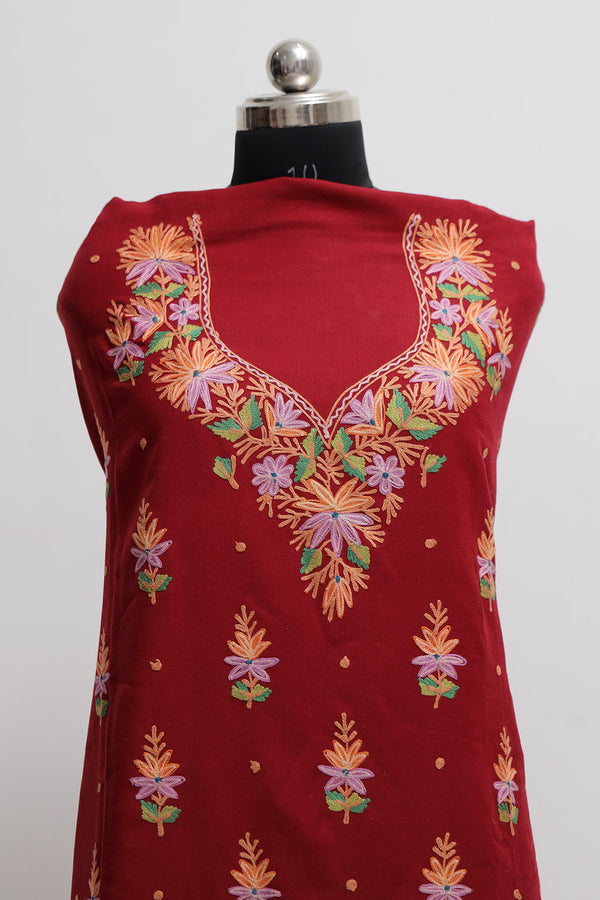 Maroon colour salwar kameez - CraftKashmir