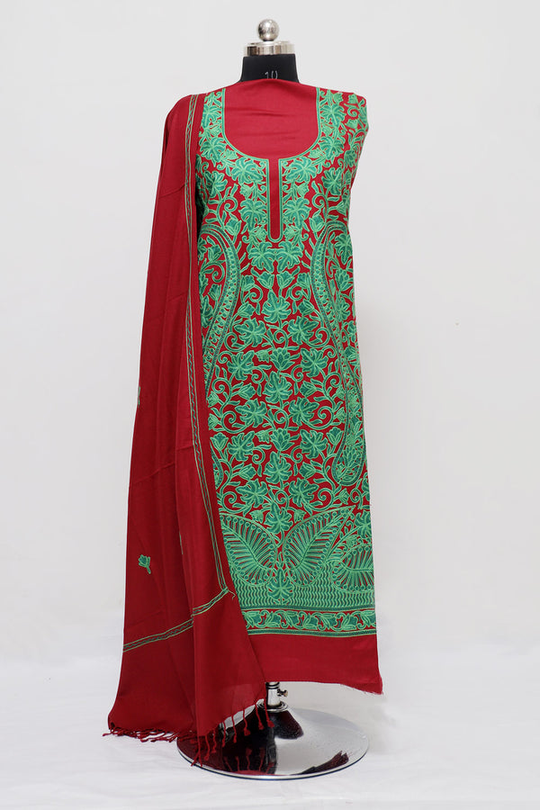 Maroon colour salwar kameez - CraftKashmir