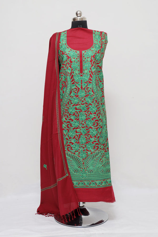 Maroon colour salwar kameez - CraftKashmir