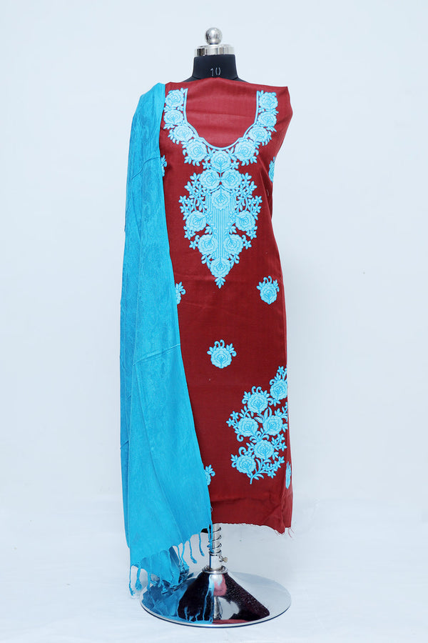 Maroon colour salwar kameez - CraftKashmir