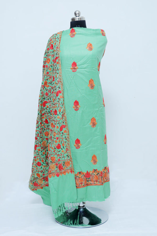 Green colour salwar kameez - CraftKashmir