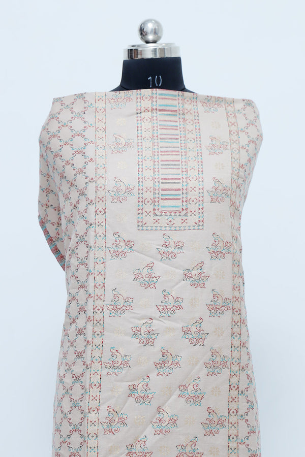 Cream colour salwar kameez - CraftKashmir