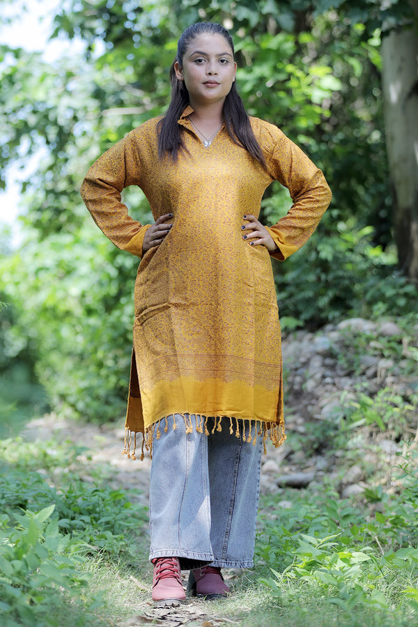 Yellow colour kurti - CraftKashmir