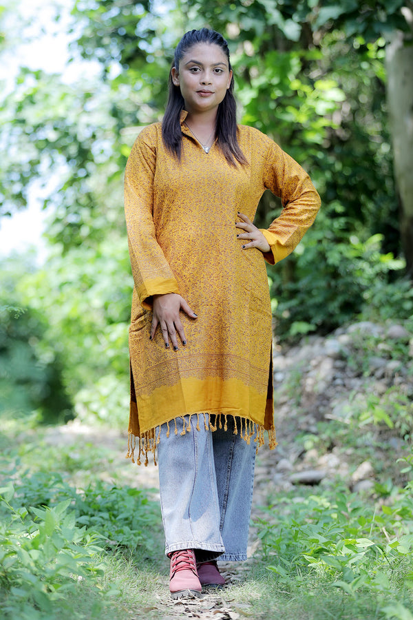 Yellow colour kurti - CraftKashmir