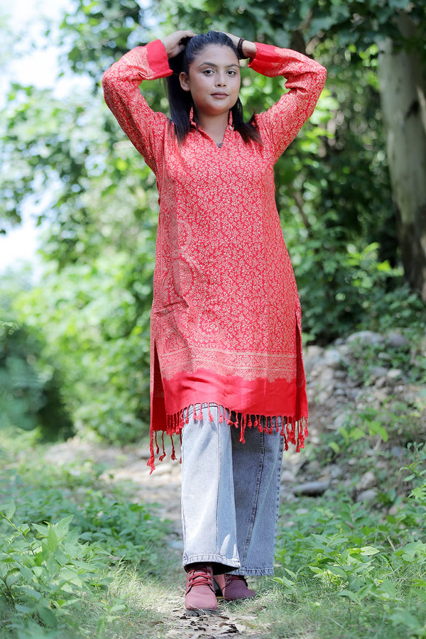 Red colour kurti - CraftKashmir