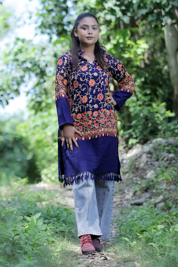 Blue colour kurti - CraftKashmir