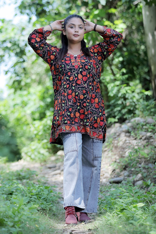 Black colour kurti - CraftKashmir