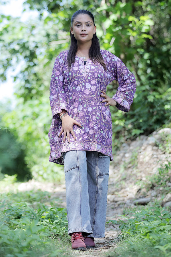 Purple colour kurti - CraftKashmir