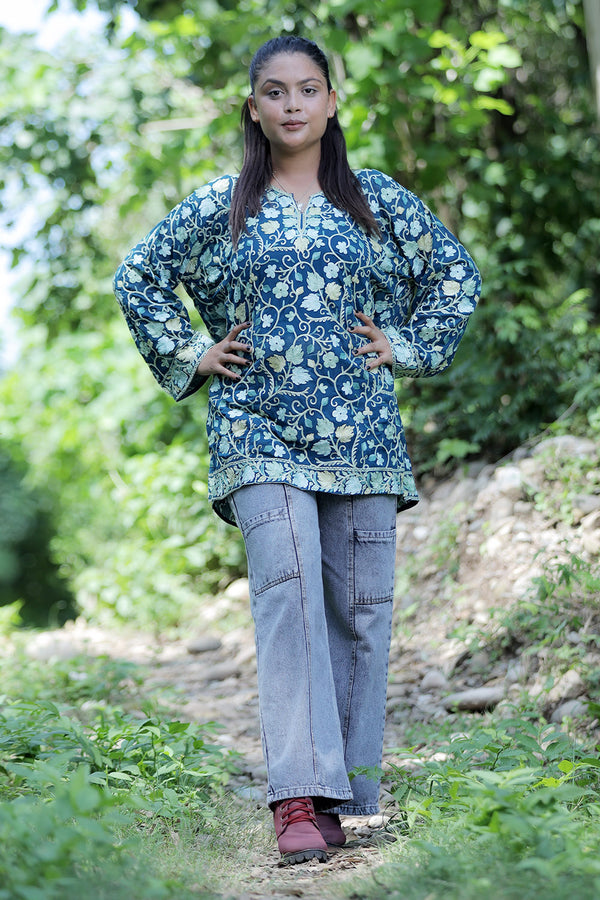 Blue colour kurti - CraftKashmir