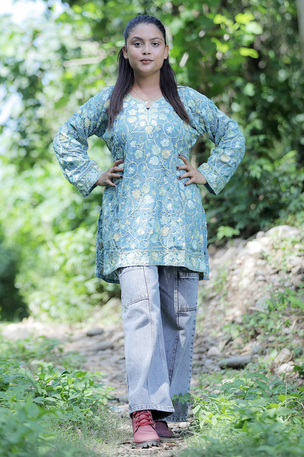 Blue colour kurti - CraftKashmir