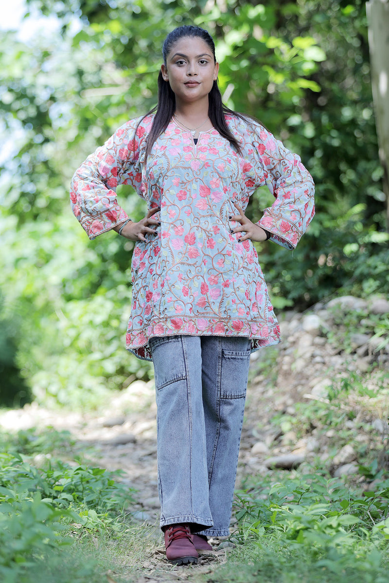 Grey colour kurti - CraftKashmir