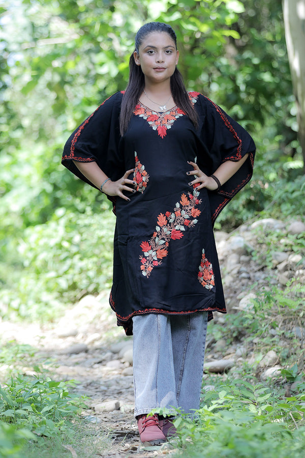 Black colour kaftan - CraftKashmir