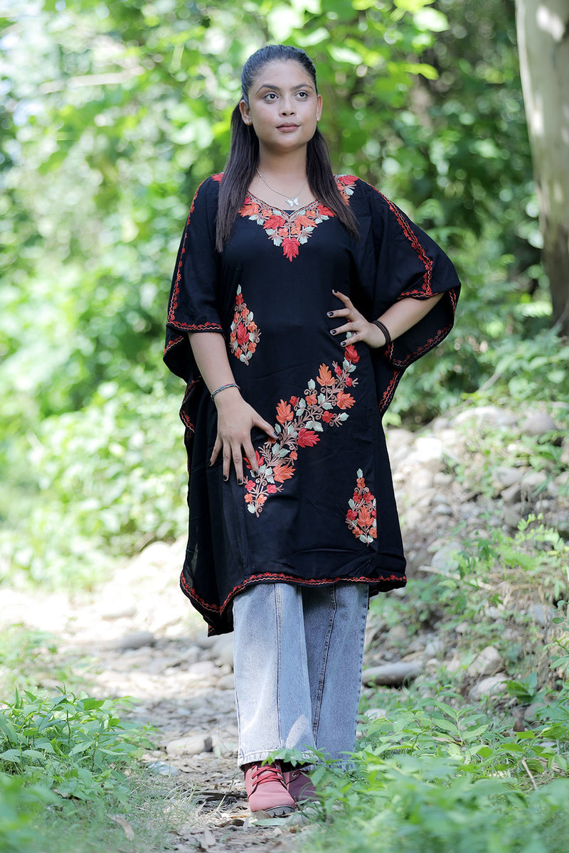 Black colour kaftan - CraftKashmir