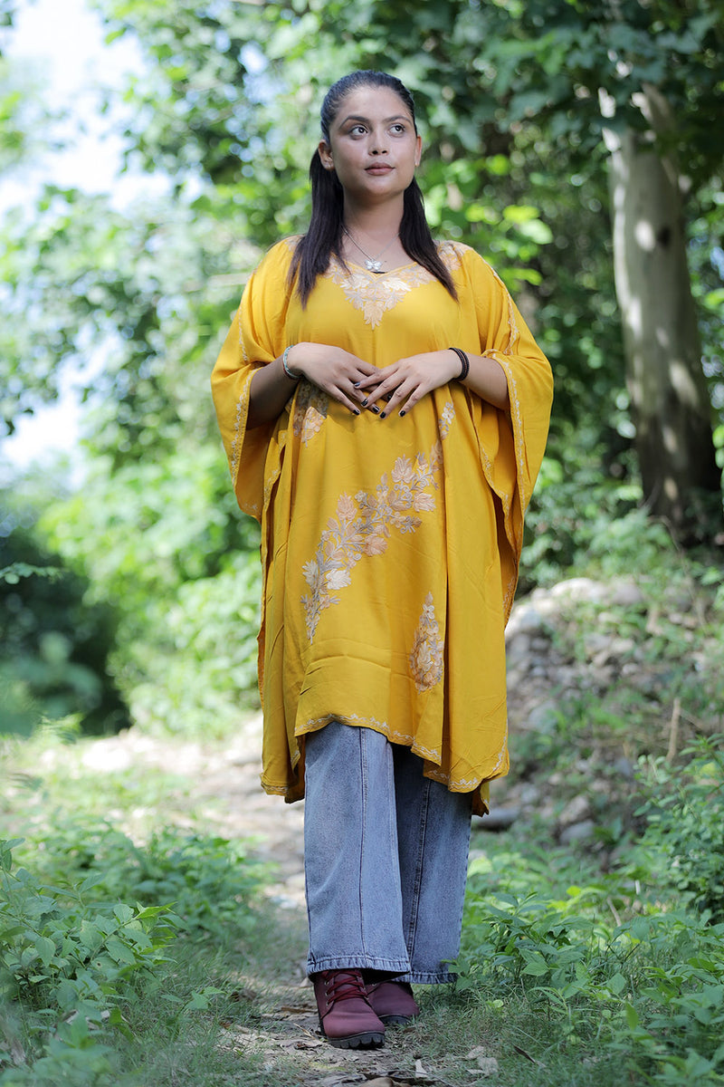 Yellow colour kaftan - CraftKashmir