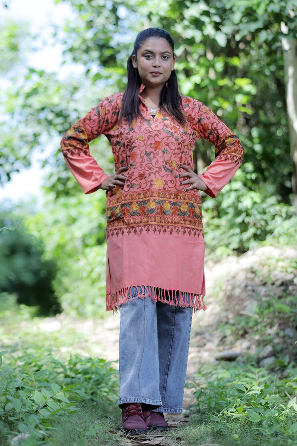 Pink colour kurti - CraftKashmir