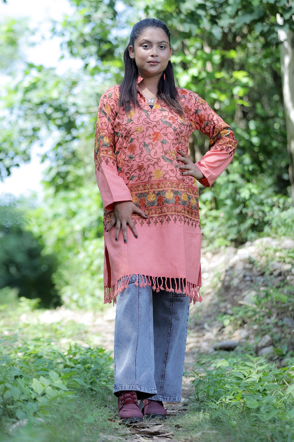 Pink colour kurti - CraftKashmir