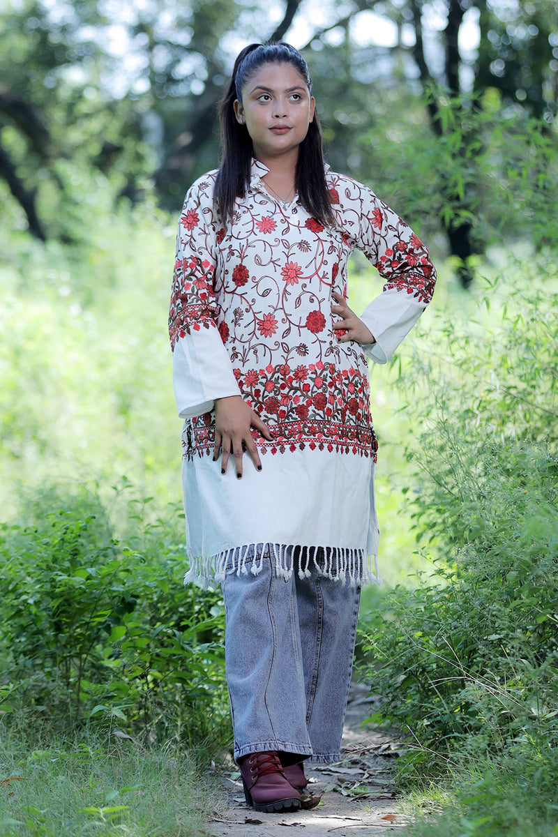 White colour kurti - CraftKashmir