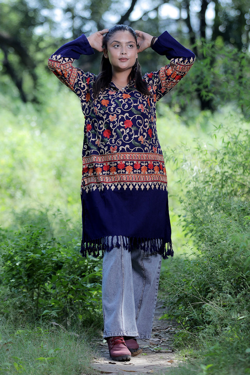 Blue colour kurti - CraftKashmir