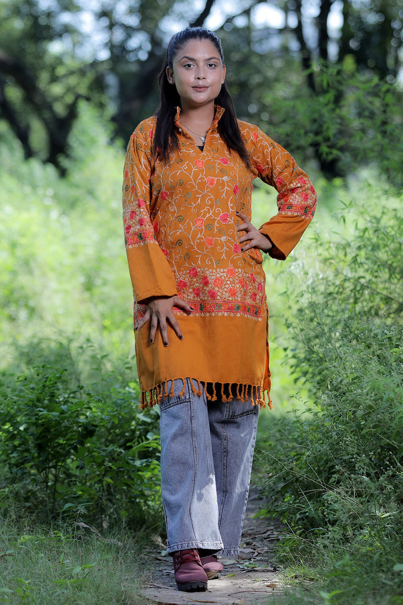 Mustard colour kurti - CraftKashmir