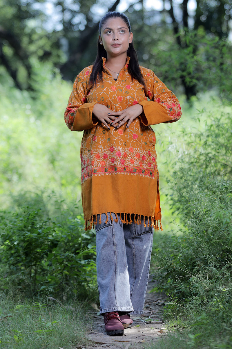 Mustard colour kurti - CraftKashmir