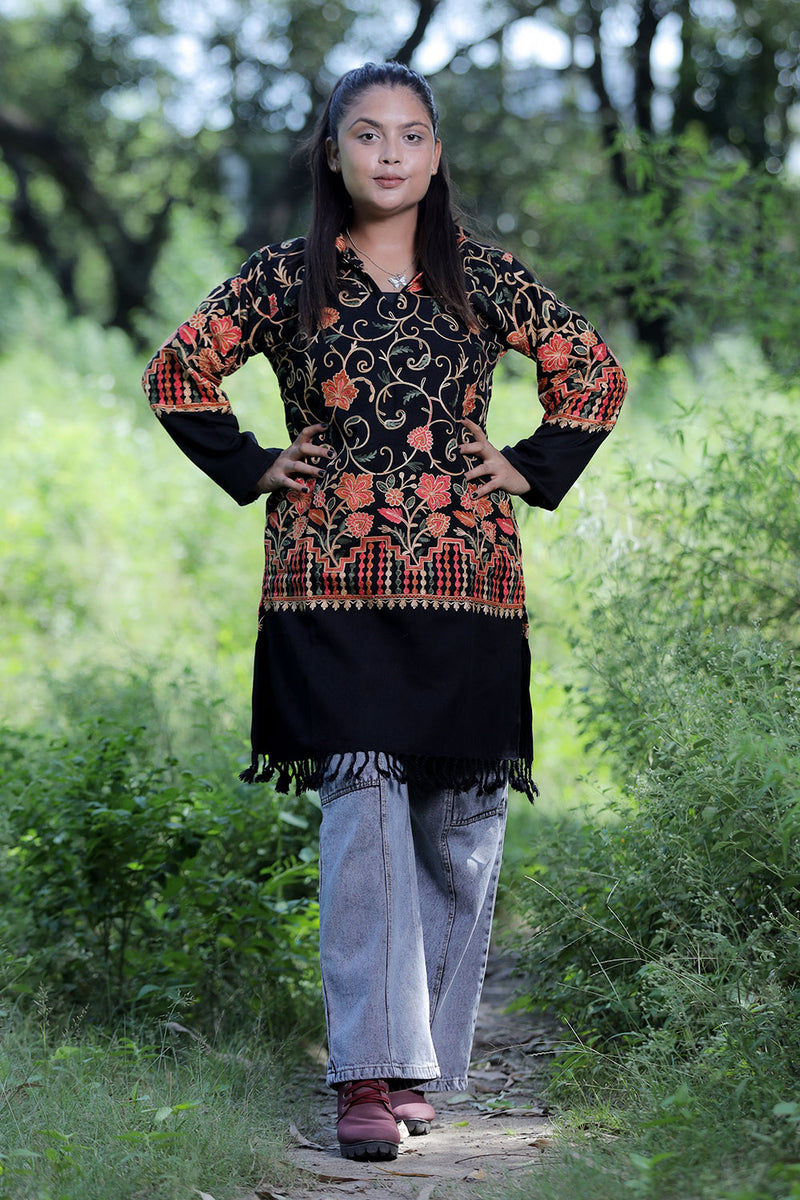 Black colour kurti - CraftKashmir