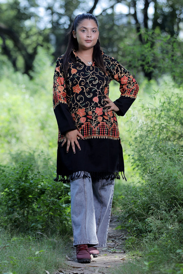 Black colour kurti - CraftKashmir
