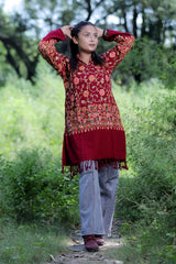 Maroon colour kurti - CraftKashmir