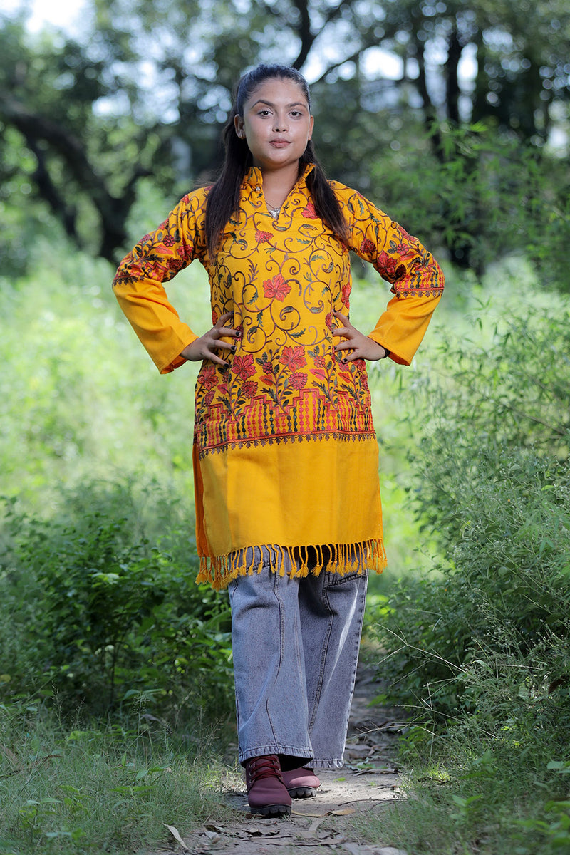 Yellow colour kurti - CraftKashmir