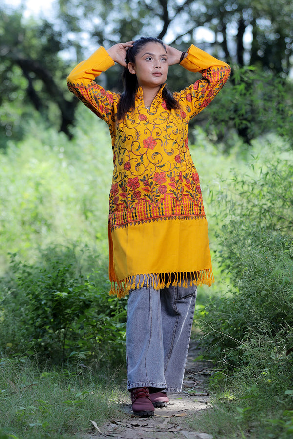 Yellow colour kurti - CraftKashmir