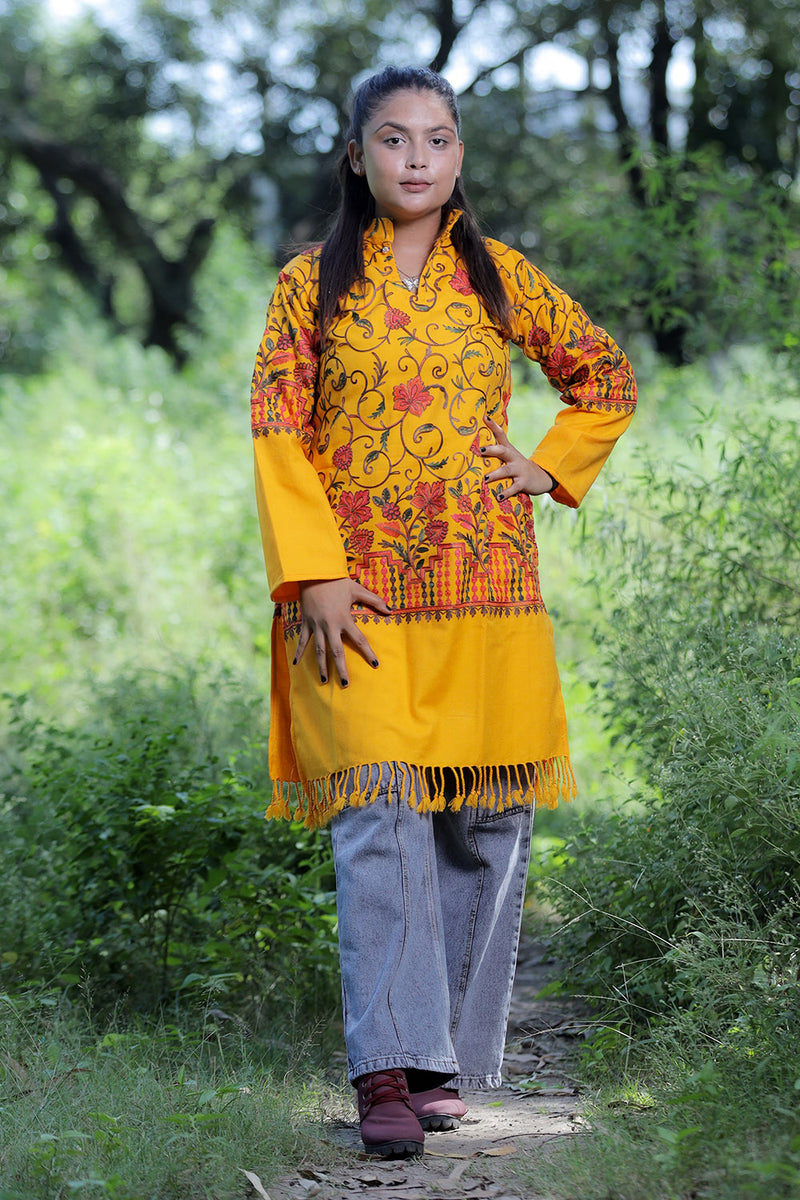 Yellow colour kurti - CraftKashmir