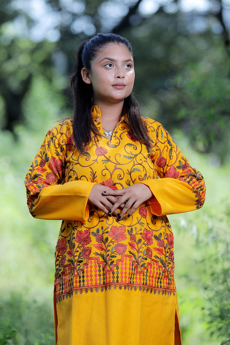 Yellow colour kurti - CraftKashmir