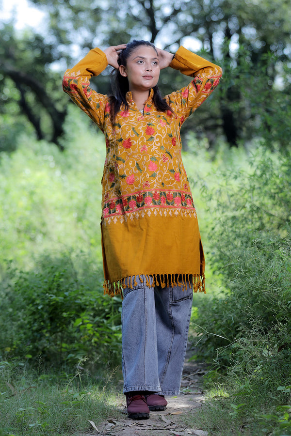 Mustard colour kurti - CraftKashmir