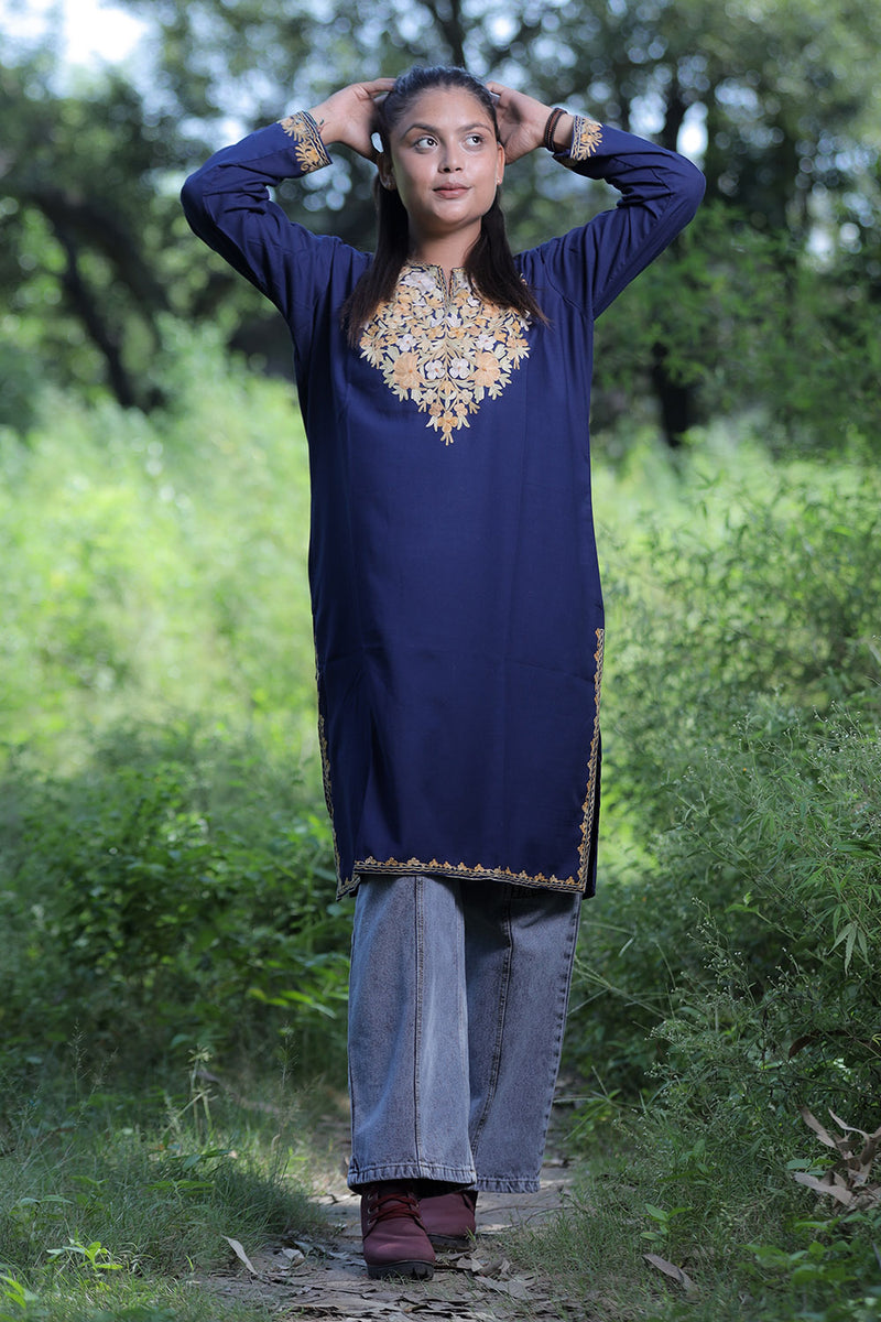 Blue colour kurti - CraftKashmir