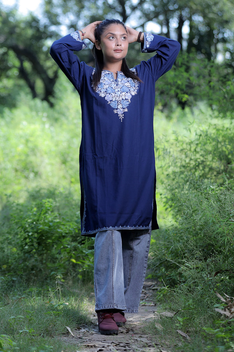 Blue colour kurti - CraftKashmir