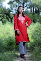 Red colour kurti - CraftKashmir