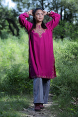 Wine colour kurti - CraftKashmir