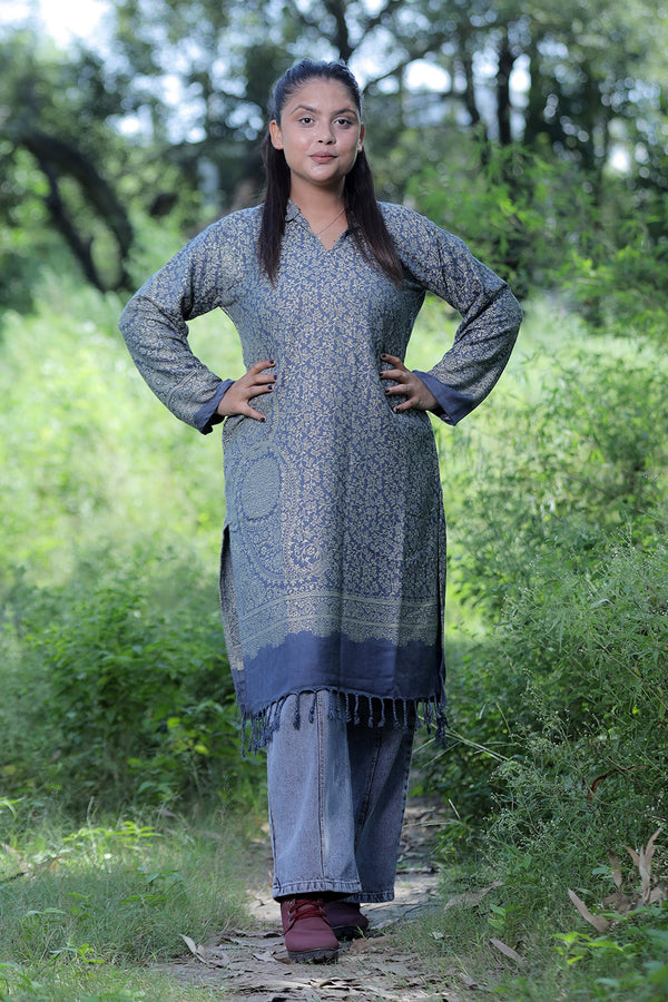 Grey colour kurti - CraftKashmir