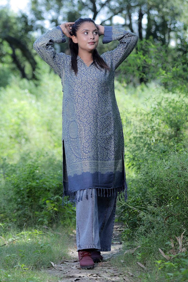 Grey colour kurti - CraftKashmir