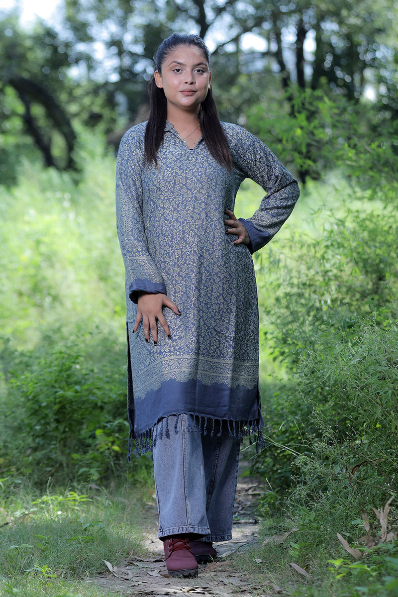 Grey colour kurti - CraftKashmir