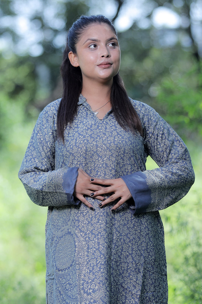 Grey colour kurti - CraftKashmir