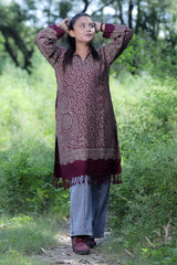 Wine colour kurti - CraftKashmir