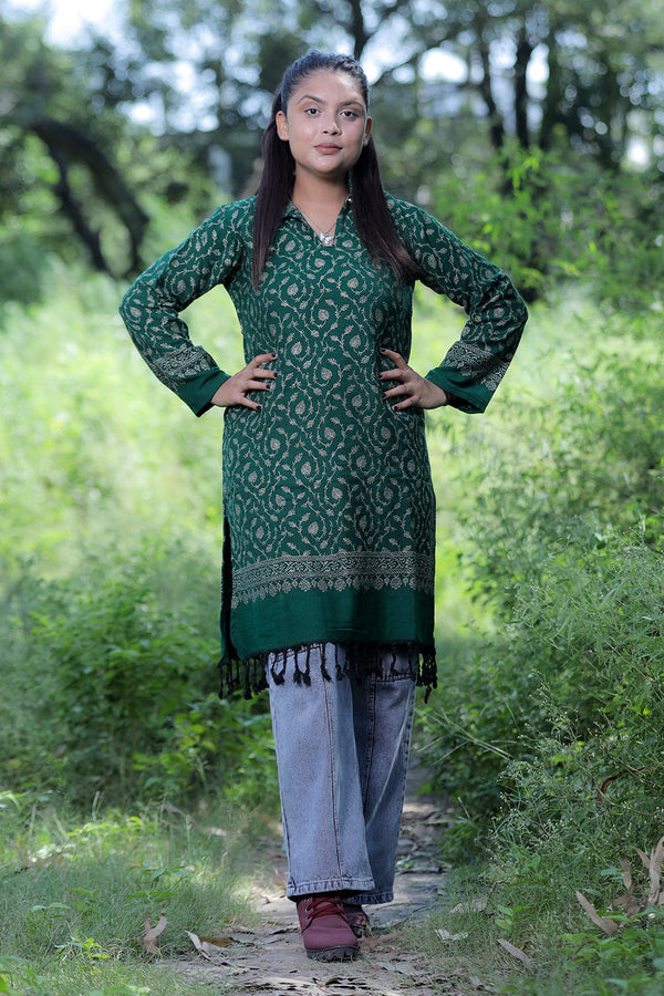 Green colour kurti - CraftKashmir